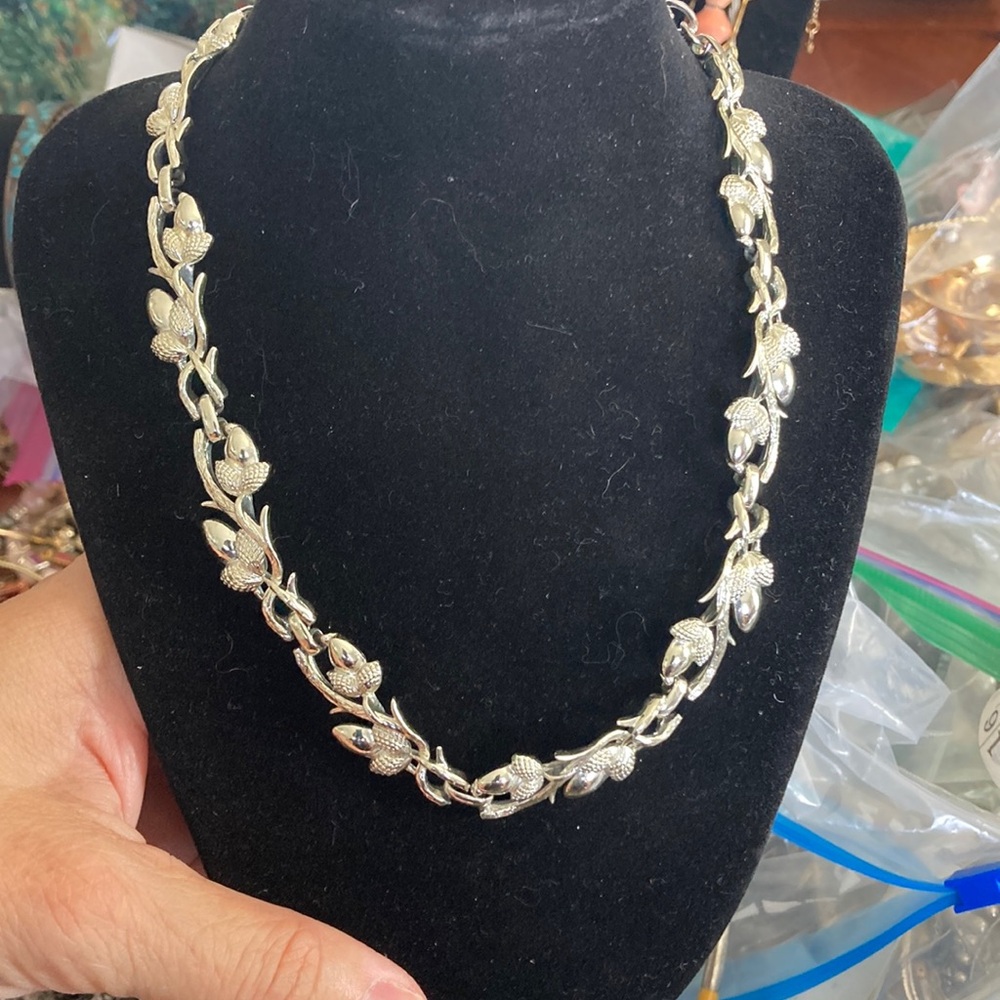 Silver Wave Pattern Necklace with Polished Finish